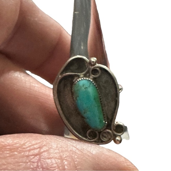 Robert Deutsawe Zuni Sterling Silver Turquoise Pendant Necklace & Cocktail Ring - Picture 12 of 16